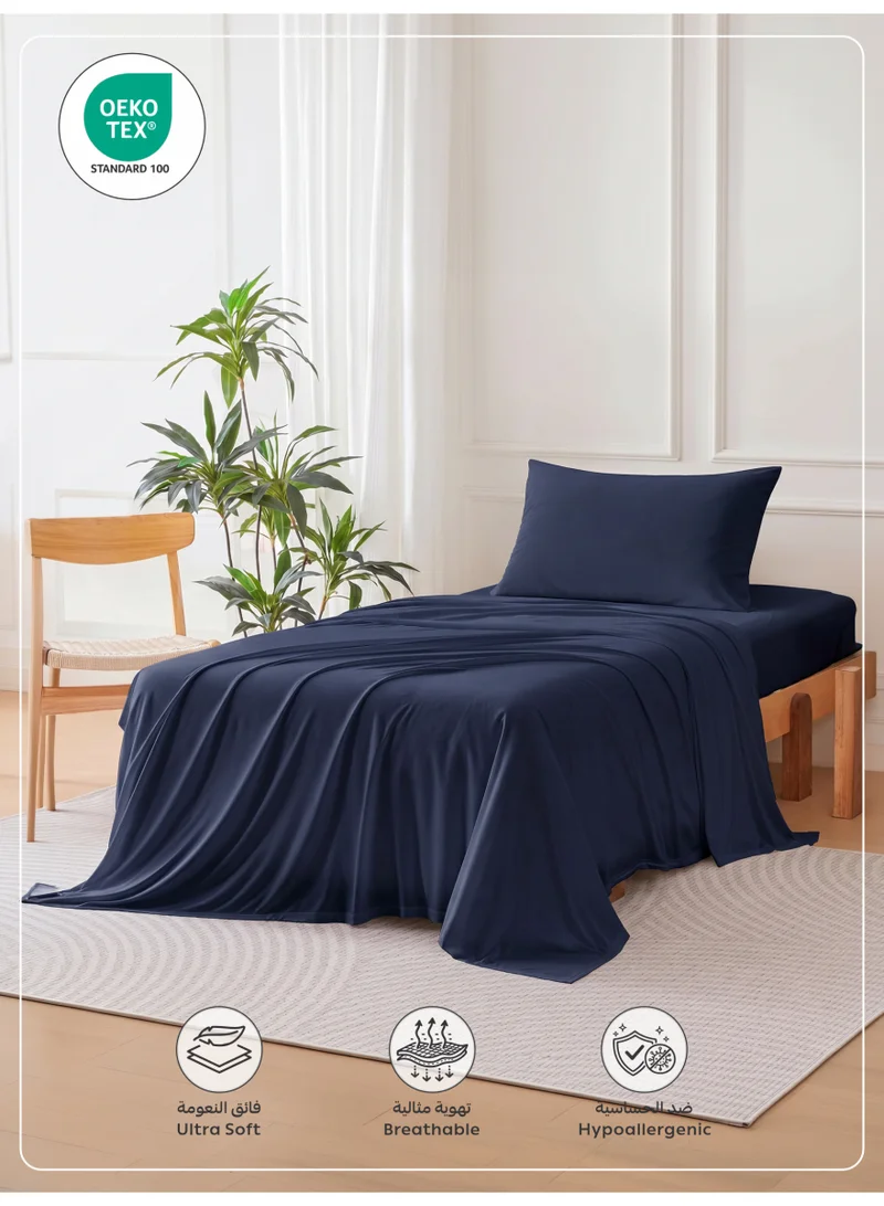 Donetella 3-Piece Twin Bed Sheet Set – Fits 120×200+30 cm – Ultra Soft Brushed Microfiber – Extra Deep Pocket, Secure Elastic All Around – 1 Flat Sheet, 1 Fitted Sheet & 1 Pillowcases, All-Season Comfort – Wrinkle & Fade Resistant, Hypoallergenic