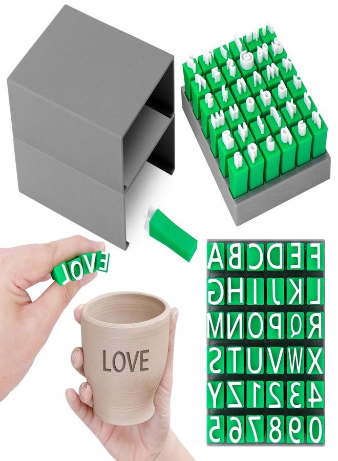 Meetory 2 PCS Alphabet Stamps for Clay Pottery, Letter Stamps, Clay Letter Stamps, Capital Letters and Number, Lowercase and Alphabet Symbols Small Press Fondant Embosser DIY Cookie Stamps - Image 1