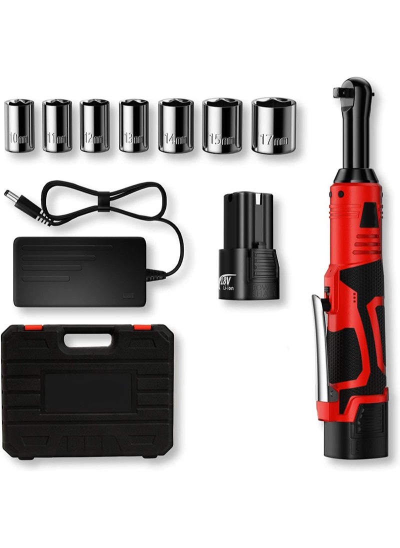 Aikanbo 3/8" Extended Electric Ratchet Wrench, 18V Cordless Ratchet Wrench Power Electric Ratchet with 7 Sockets, 450 RPM Variable Speed Ratchet Wrench with 1 Pcs 2.0Ah Lithium-Ion Batteries & Fast Charge  - Image 1