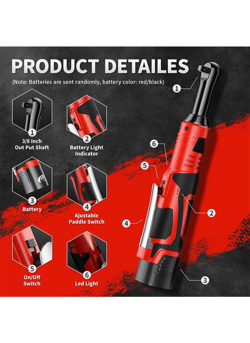 Aikanbo 3/8" Extended Electric Ratchet Wrench, 18V Cordless Ratchet Wrench Power Electric Ratchet with 7 Sockets, 450 RPM Variable Speed Ratchet Wrench with 1 Pcs 2.0Ah Lithium-Ion Batteries & Fast Charge  - Image 2