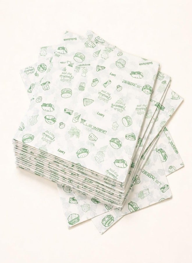 TDS PLUS WRAP ورق تغليف TDS PLUS WRAP، 200 ورقة، ورق زبدة أخضر مطبوع | ورق تغليف طعام مقاوم للزيت للبرغر والسندويشات والمخبوزات والاستخدام في المطبخ - Image 1