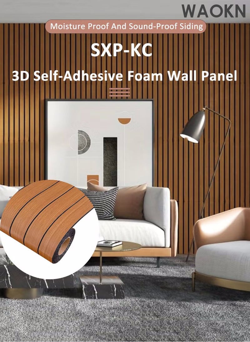 WAOKN 3D Wall Paper Foam Wallpaper 1 Roll Self-Adhesive Waterproof Thickened Wallpaper Sticker Wall Covering for Kitchen Room Ceiling Wall Indoor Use Moisture Proof Sound Insulation Wallboard 2.8mm X 40cm X 300cm - Image 4