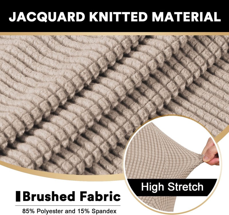 PrinceDeco غطاء أريكة على شكل T 3 قطع لأريكة T Cushion أغطية أريكة ناعمة أغطية أثاث مع 2 غطاء مقعد على شكل T بعرض يصل إلى 88 بوصة، رملي - Image 5