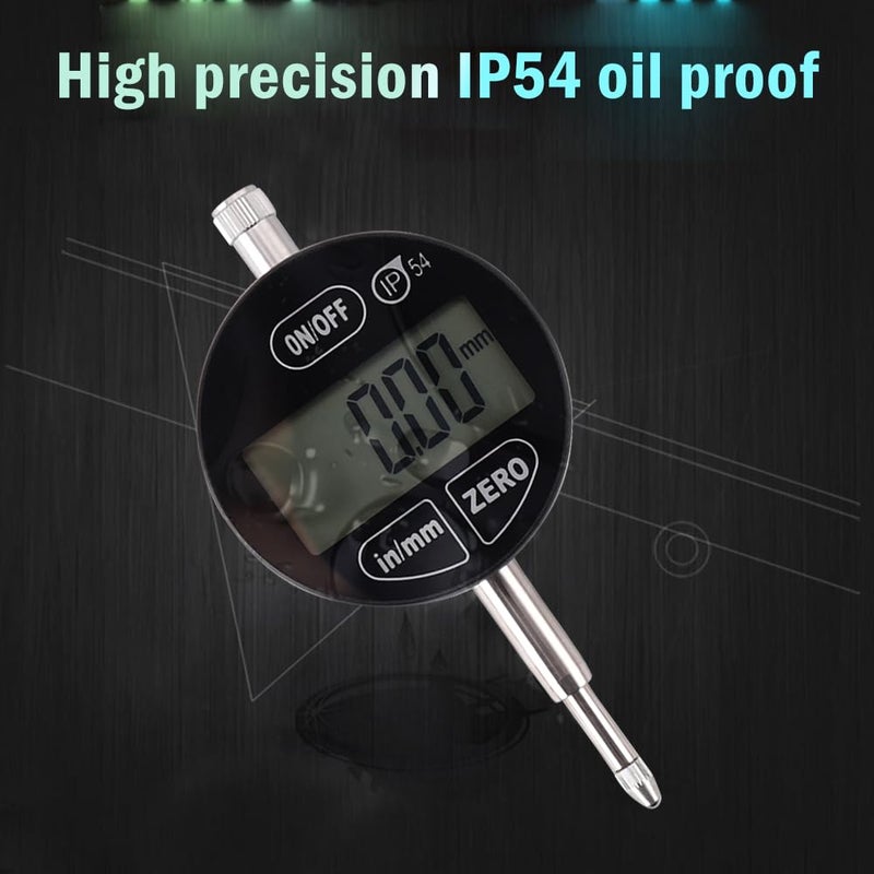 Oudtinx Digital Dial Indicator Electronic Dial Test Gauge 0.01mm/0.0005inch, 0-12.7mm，IP54 Waterproof and Dust Proof - Image 5