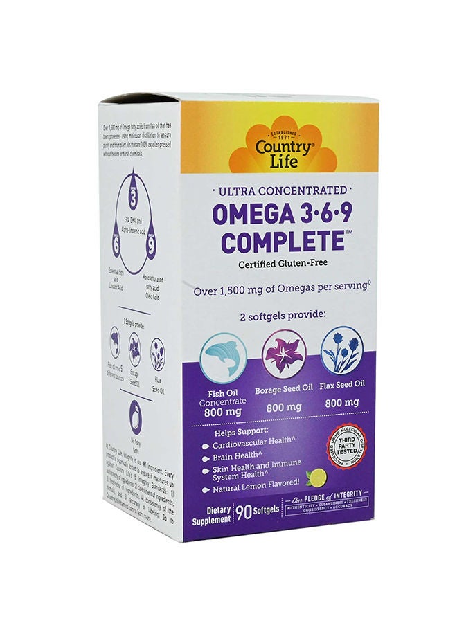 Country Life Omega 369 Complete Support Cardiovascular Brain Immune System and Skin Health 90 Softgels