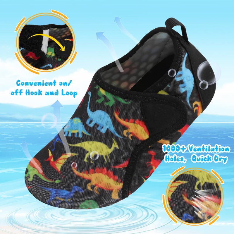 Besroad Toddler Boys Girls Water Shoes Breathable Qucik Dry Sport Beach Aqua Socks Lightweight Barefoot Flexible Dinosaur 8-8.5Toddler - Image 3