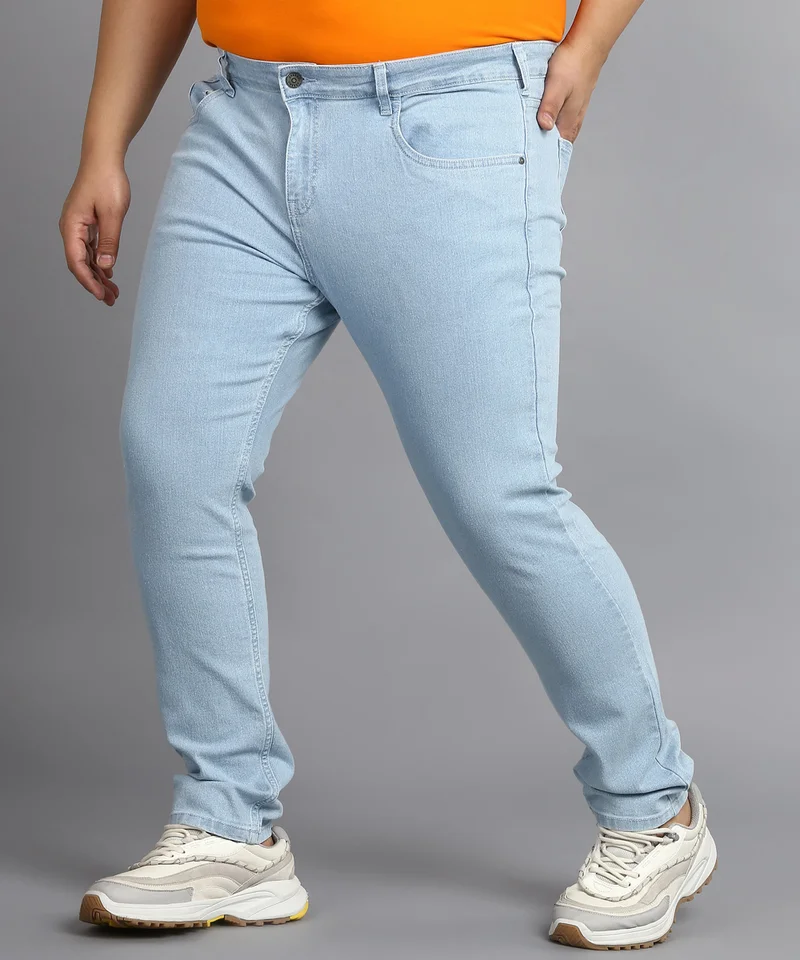 Urbano Fashion  Urbano Plus Men's Ice Blue Regular Fit Washed Jeans Stretchable  | Best Price UAE