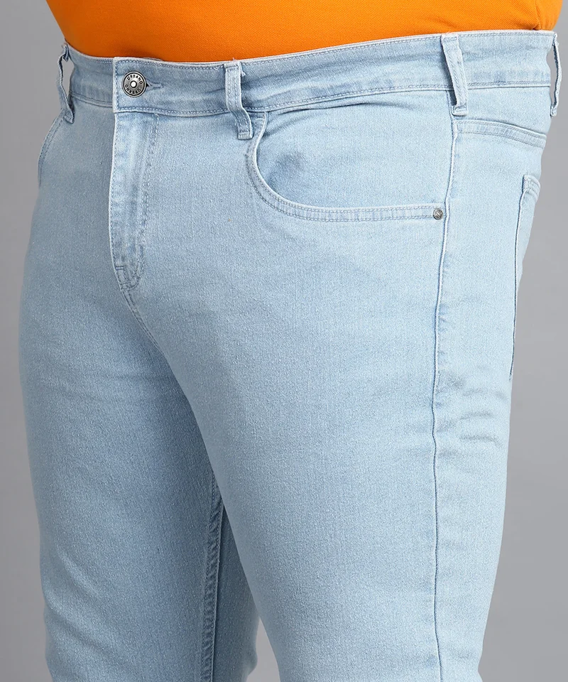Urbano Fashion  Urbano Plus Men's Ice Blue Regular Fit Washed Jeans Stretchable  | Best Price UAE