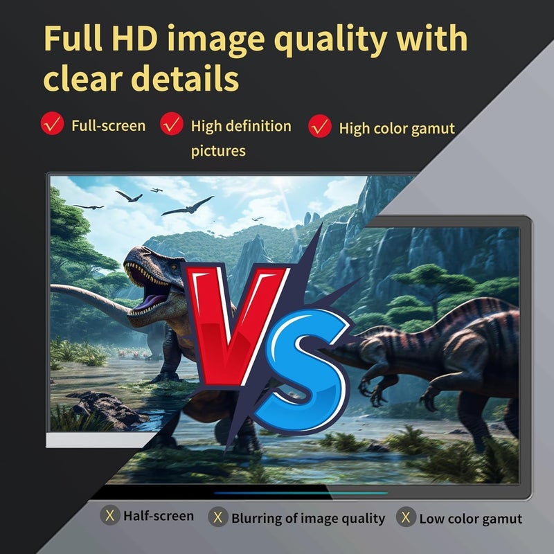 ڤي2كوم شاشة V2COM المحمولة 15.6 بوصة FHD 1080P IPS 1920×1080 مع منفذ Type C/Mini HDMI ومكبرات صوت وغطاء PU، متوافقة مع الكمبيوتر الشخصي واللابتوب وماك بوك وإكس بوكس - Image 4