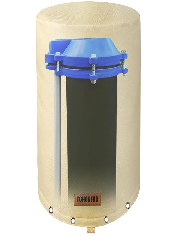 TOHONFOO Round Well Head Cover (5°F) - Insulated Well Pump Cover - Decorative Well Pump Covers - Thickened 3 Layers Well Covers for Water Wells Freeze Proof, 16"Dia x 32"H, Beige - Image 1