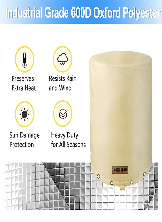 TOHONFOO Round Well Head Cover (5°F) - Insulated Well Pump Cover - Decorative Well Pump Covers - Thickened 3 Layers Well Covers for Water Wells Freeze Proof, 16"Dia x 32"H, Beige - Image 5