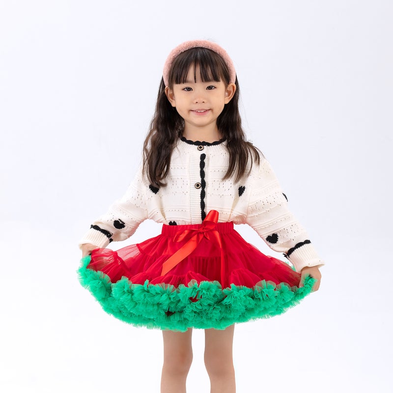 Burgundy Puffy Tutu Princess Skirt Kids red christmas green 