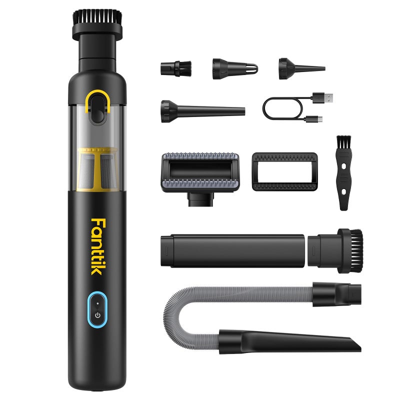 Fanttik Slim V8 Apex Car Vacuum 4in1 Portable Mini Cordless Vacuum with 19000pa Suction Power TypeC Charge 2 Suction Modes Handheld Vacuum for Car Office Desk Keyboards Black