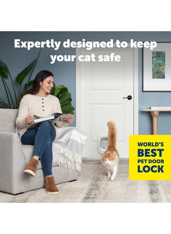 بيت سيف باب PetSafe للقطط الكبيرة - باب متعدد الحيوانات الأليفة، باب للقطط بقفل مصنوع للاستخدام الداخلي والخارجي، مناسب للحيوانات الأليفة التي يصل وزنها إلى 25 رطلاً، قفل دفع ودوران في 4 اتجاهات لمزيد من الأمان - غطاء إغلاق ناعم لمزيد من الأمان - Image 2