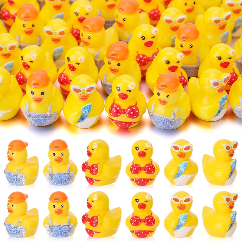 GGSTDDUP 60pcs Summer Beach Resin Ducks Funny Tiny Ducks for Hiding Miniature Duck Toy Figurines Novelty Summer Beach Swimming Pool Cruise Party Favors Gift Decoration 3 Styles - Image 3