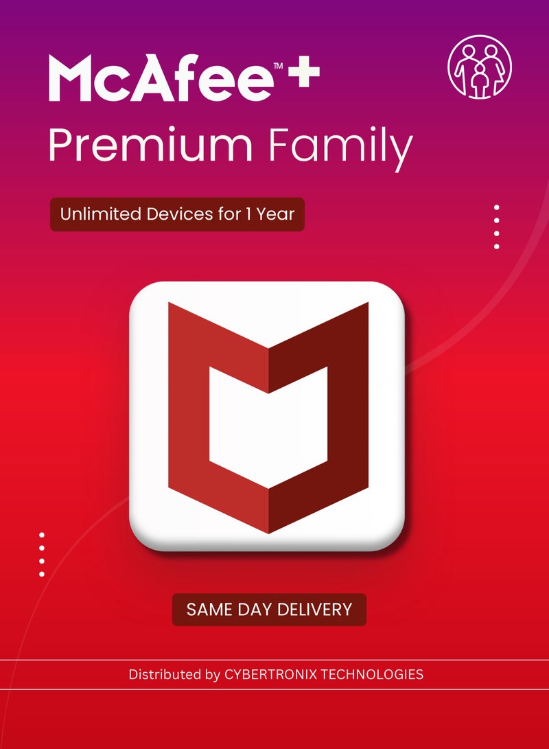 McAfee+ Premium Family | Unlimited Devices for 1 Year | Digital License | SAME DAY DELIVERY