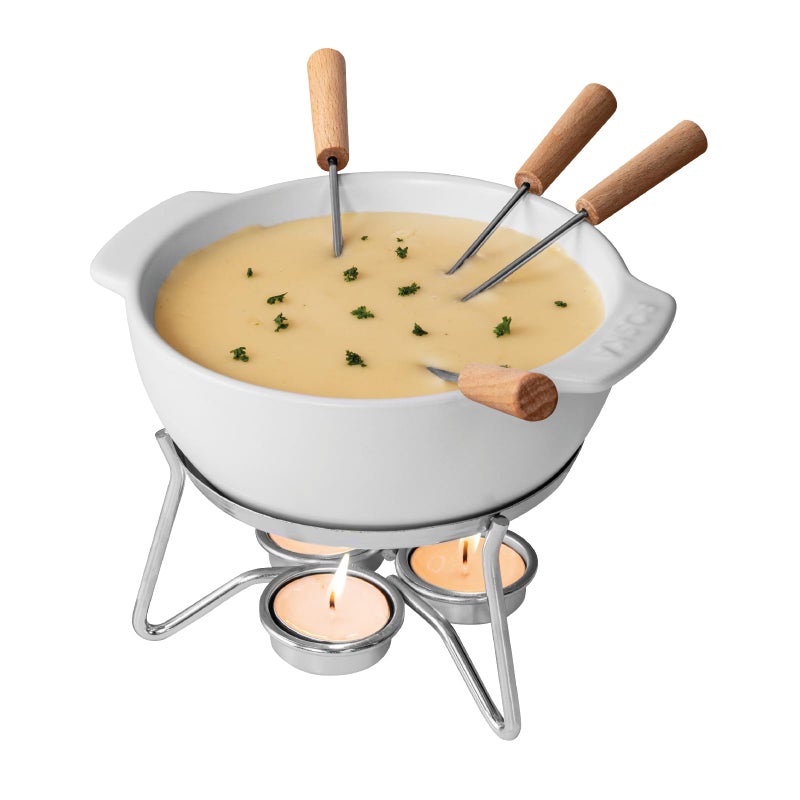 BOSKA Boska Cheese Fondue Party Set - Fondue Pot Set Microwave Safe Ceramic Hot Pot Chocolate Fountain Snack - Wedding Registry Items Small Kitchen Appliances for up to 4 Persons  - Image 1