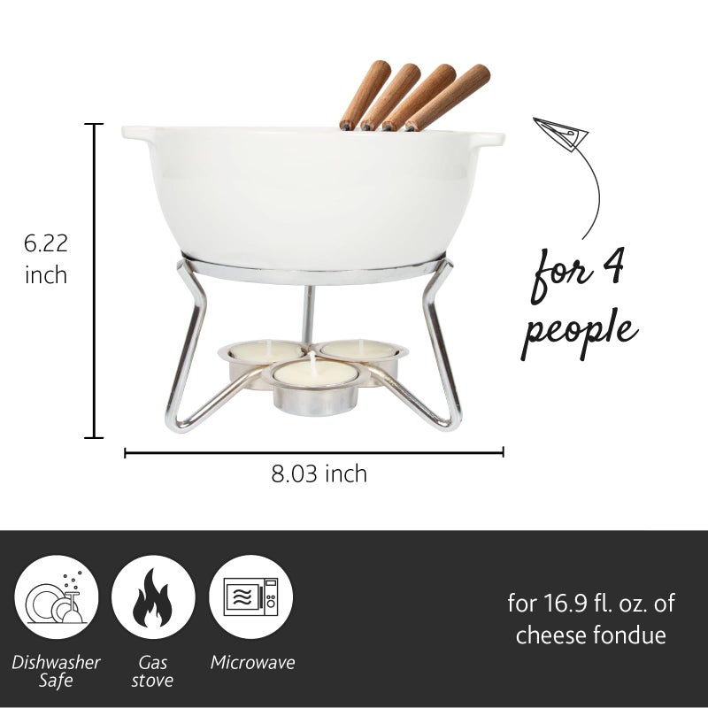 BOSKA Boska Cheese Fondue Party Set - Fondue Pot Set Microwave Safe Ceramic Hot Pot Chocolate Fountain Snack - Wedding Registry Items Small Kitchen Appliances for up to 4 Persons  - Image 3