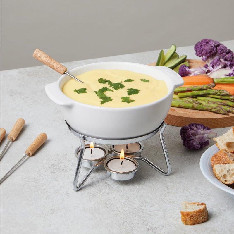 BOSKA Boska Cheese Fondue Party Set - Fondue Pot Set Microwave Safe Ceramic Hot Pot Chocolate Fountain Snack - Wedding Registry Items Small Kitchen Appliances for up to 4 Persons  - Image 2