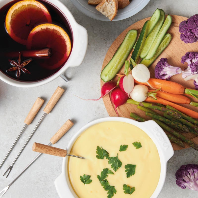 BOSKA Boska Cheese Fondue Party Set - Fondue Pot Set Microwave Safe Ceramic Hot Pot Chocolate Fountain Snack - Wedding Registry Items Small Kitchen Appliances for up to 4 Persons  - Image 4
