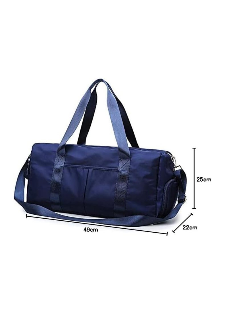 Gym Bag,Custom Shoe Pocket Gym Bag Waterproof Sports Bag,Dry Wet Separated Gym Bag,Carry On Luggage Bag Large Capacity Crossbody Tote Bag with Fixed Strap and Shoe Compartment for Travel, Sports Gym, Workout Outdoor, Overnight & Weekender (Blue) - Image 2