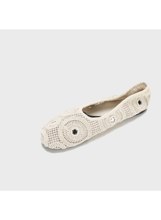 Zara Spring New Small Batch Women's Casual Versatile Boho Knitted Flats - Image 3