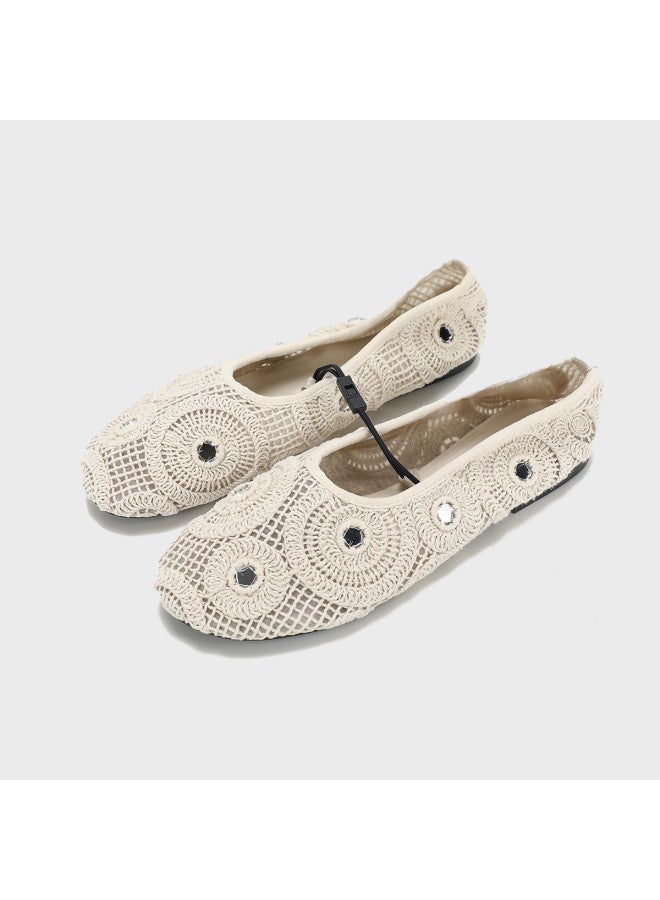 Zara Spring New Small Batch Women's Casual Versatile Boho Knitted Flats - Image 2