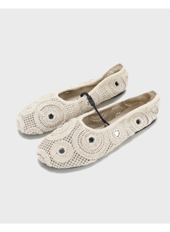Zara Spring New Small Batch Women's Casual Versatile Boho Knitted Flats - Image 1