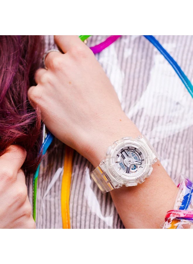 Casio Baby-G BA-110XCR-7ADR Women’s Analog-Digital Watch, Clear Resin, Colour Accent Dial, Shock Resistant, 100m Water Resistance - Image 3
