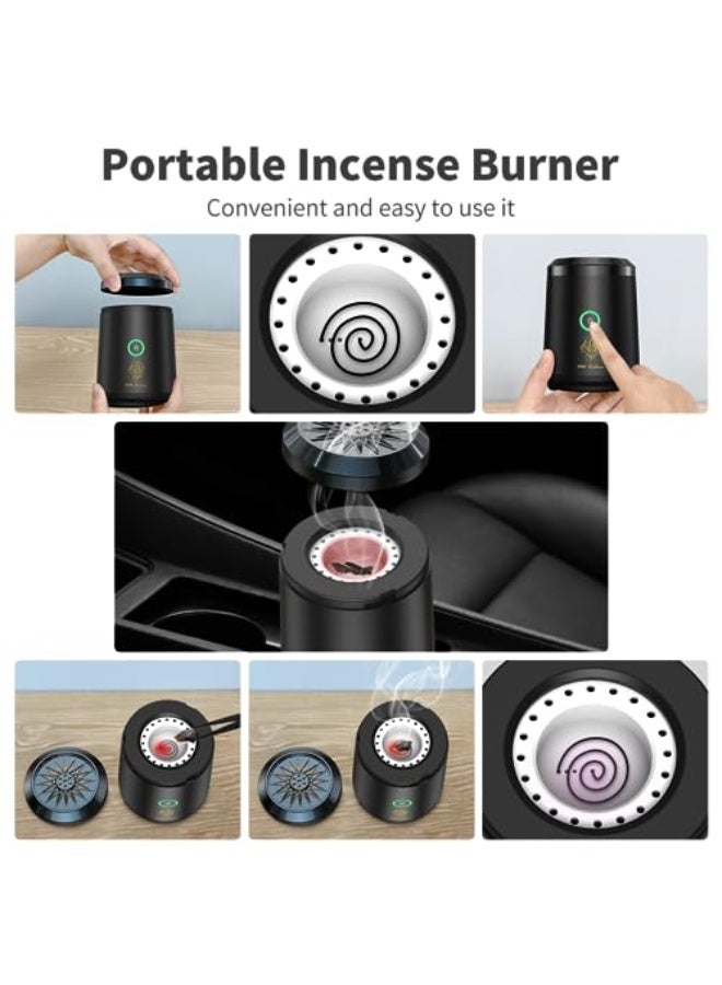 ELTRAZONE Portable Mini Incense Burner, Rechargeable USB Electric Bakhoor & Oud Diffuser, Arabic Incense Holder Mubkhar, Compact Aromatherapy Burner for Home, Office, Travel & Car Black - Image 5