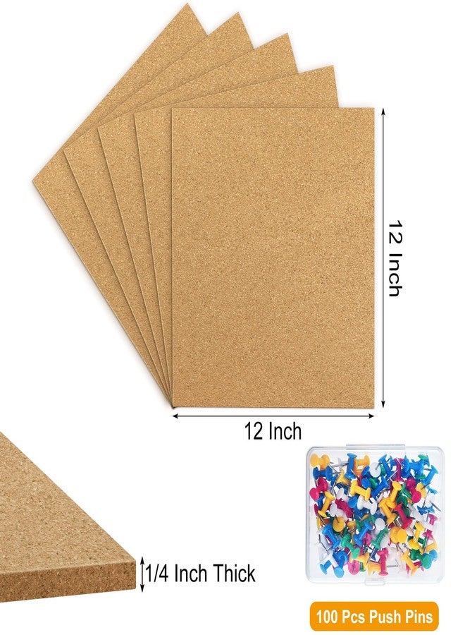 TUPARKA 4 Pack Cork Board 12"x12" - 1/4" Self-Adhesive Corkboards With 100 Push Pins, Bulletin Boards, Square Cork Tiles for Home, School, Office Decorative (4, 12"x12") - Image 2