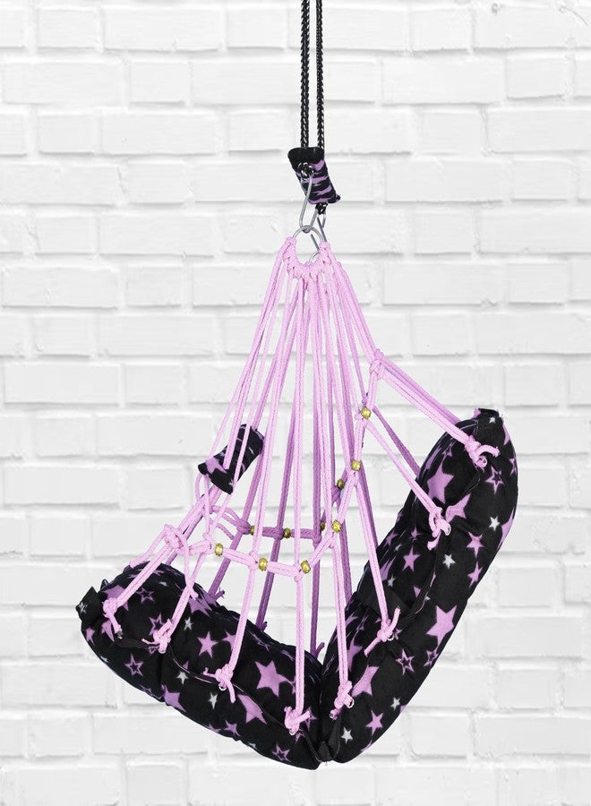 Sprointal® Swing for Kids, Baby Swing Chair Cotton Children Folding and Washable 1-5 Years Swing with Safety Belt,Home and Garden Jhula for Babies |Swing for Kids|Hanging Cradle (Purple Star) - Image 3