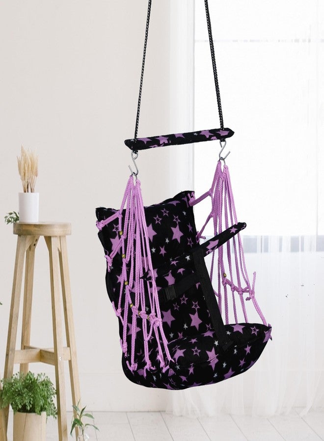 Sprointal® Swing for Kids, Baby Swing Chair Cotton Children Folding and Washable 1-5 Years Swing with Safety Belt,Home and Garden Jhula for Babies |Swing for Kids|Hanging Cradle (Purple Star) - Image 4