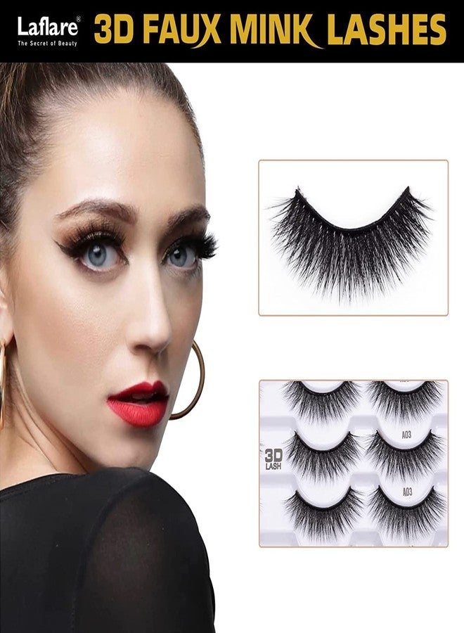 Laflare Premium Silk Lashes 3D Faux Mink Eyelashes Multipack, Light, Natural Looking, Professional Easy to Apply Eyelashes in a Knitted Style 10 Pairs Jumbo Pack (A03X10P) - Image 3