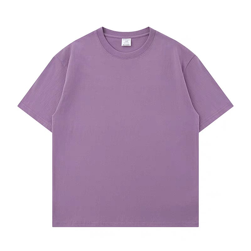 Small Neckline t Heavyweight 400g Pure Cotton Comfortable Skin-Friendly Short-Sleeved T-Shirt Three-Thread Loose Casual Sports Thickeneded Top - Image 3