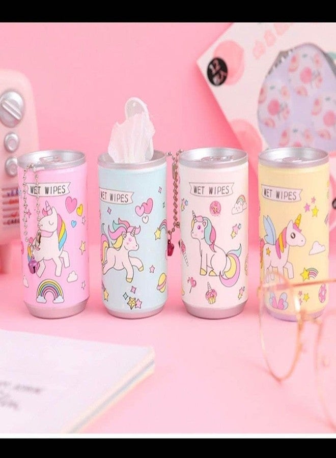 VAJASIL Unicorn Wet Wipes Can 30-Pieces Tissue in Cartoon Printed Tin Can for Cleaning Face Body for Kids Girls Men Women, Wet Wipes Napkin, Portable Tin (1 Can, Multicolor) - Image 5