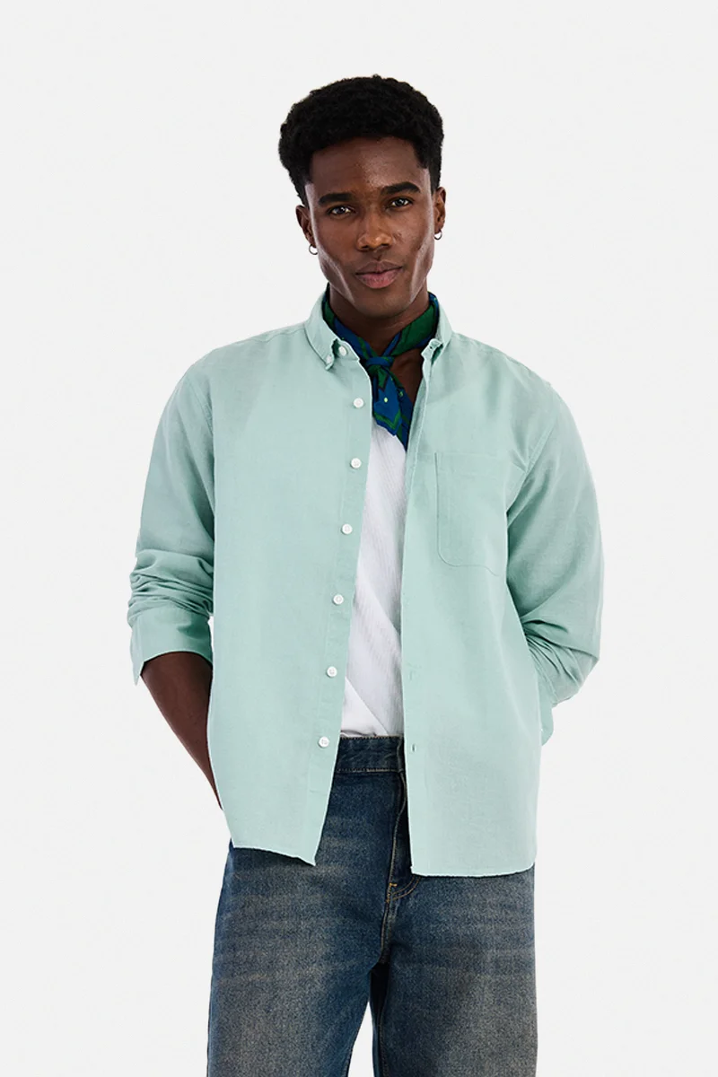 SNITCH Aqua Solid Long Sleeve Regular Fit Casual Shirt