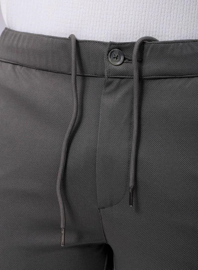 The Indian Garage Co The Indian Garage Co Men Grey Slim Fit Textured Knit Trousers