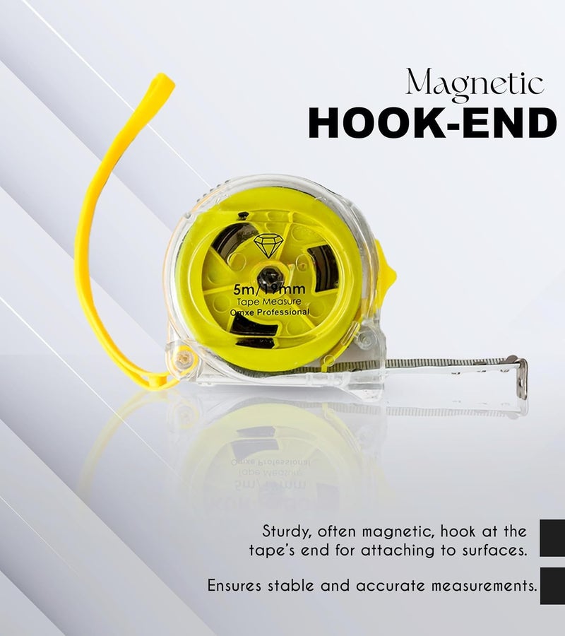 XTOOLS 5 3 Meter Transparent Measuring Inch Tape Steel Measuring Tape 5Meter 3 Meter Measurements Tape Inch Tape 19mm Power Lock Measuring Tape Tape For Measurement Pack of 2 - Image 3