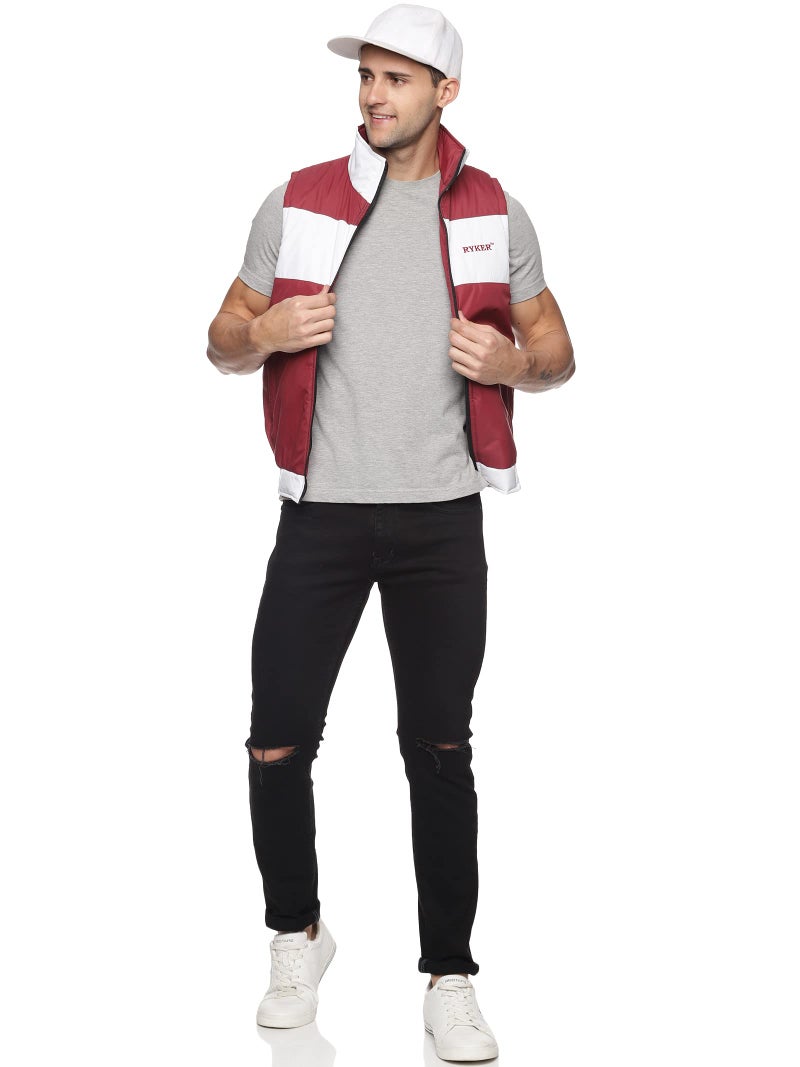 Ryker Men's Sleeveless Solid Jacket (MAROON)_S - Image 4