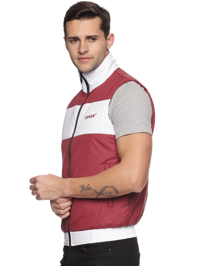 Ryker Men's Sleeveless Solid Jacket (MAROON)_S - Image 3