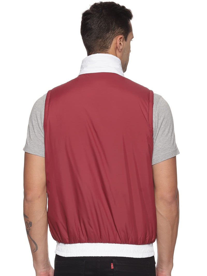 Ryker Men's Sleeveless Solid Jacket (MAROON)_S - Image 2