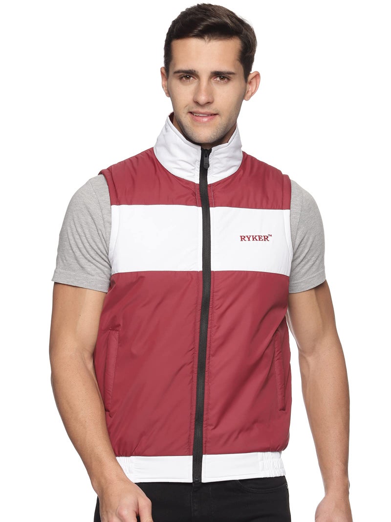 Ryker Men's Sleeveless Solid Jacket (MAROON)_S - Image 1