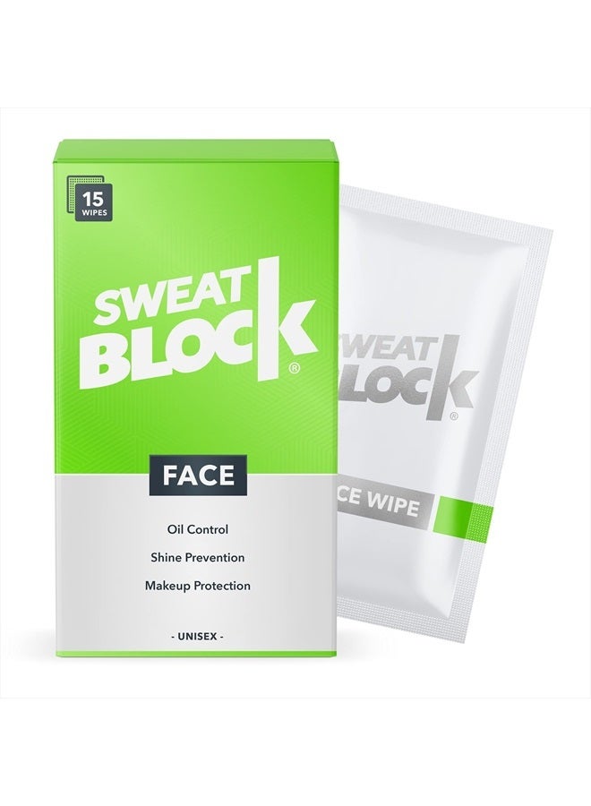 Sweatblock Antiperspirant Face Wipes for Men & Women - Helps Control Oily Skin, Shine & Facial Perspiration - Enhances Makeup Longevity - Clinically Tested - Vitamin E - Box of 15 Travel Size Wipes - Image 2