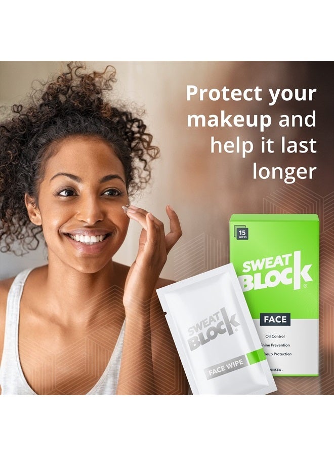 Sweatblock Antiperspirant Face Wipes for Men & Women - Helps Control Oily Skin, Shine & Facial Perspiration - Enhances Makeup Longevity - Clinically Tested - Vitamin E - Box of 15 Travel Size Wipes - Image 5