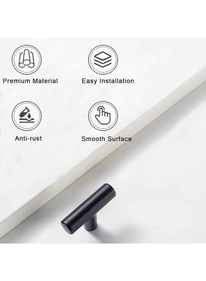 Bukela Kitchen Cabinet Knobs, 10 PCS Black Knobs for Dresser, Drawer Pulls and Knobs with Sturdy Stainless Steel, Knobs for Dresser Drawers for Cabinet Hardware 5cm Length Single Hole T Bar - Image 4