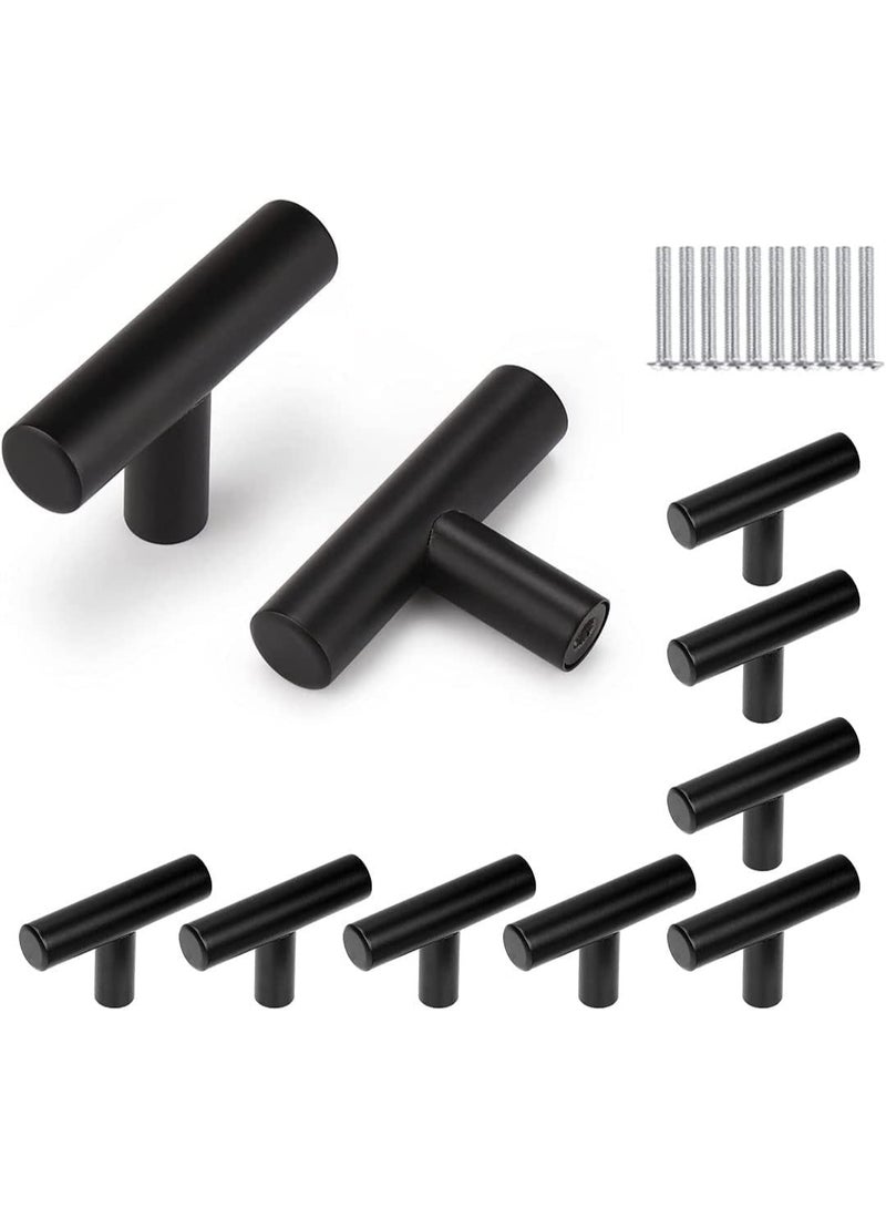 Bukela Kitchen Cabinet Knobs, 10 PCS Black Knobs for Dresser, Drawer Pulls and Knobs with Sturdy Stainless Steel, Knobs for Dresser Drawers for Cabinet Hardware 5cm Length Single Hole T Bar - Image 1