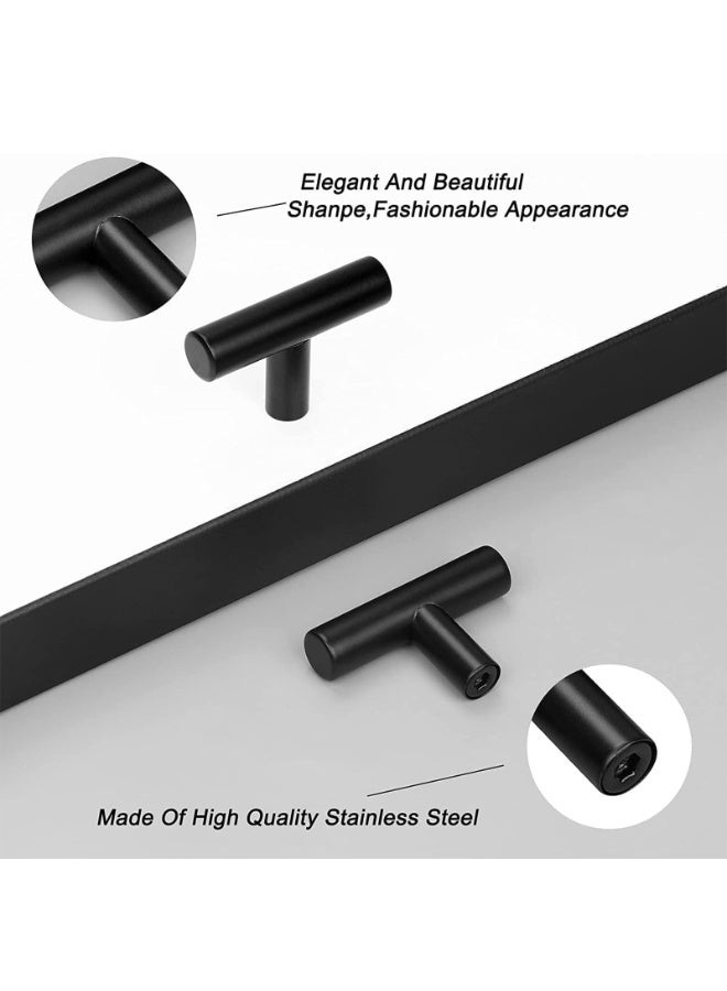 Bukela Kitchen Cabinet Knobs, 10 PCS Black Knobs for Dresser, Drawer Pulls and Knobs with Sturdy Stainless Steel, Knobs for Dresser Drawers for Cabinet Hardware 5cm Length Single Hole T Bar - Image 2