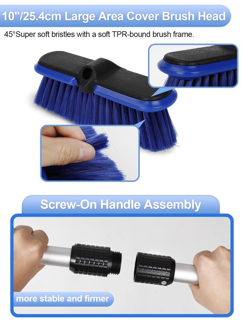 TEYOUAI Car Wash Brush with Long Handle 62"/156cm Telescoping Mop Pole 10" /25.4cm Larger Soft Bristle Head for RV Truck SUV Window Glass Tyres Boat Floor Deck House Siding Wall Snow Removal Cleaning Tool - Image 3