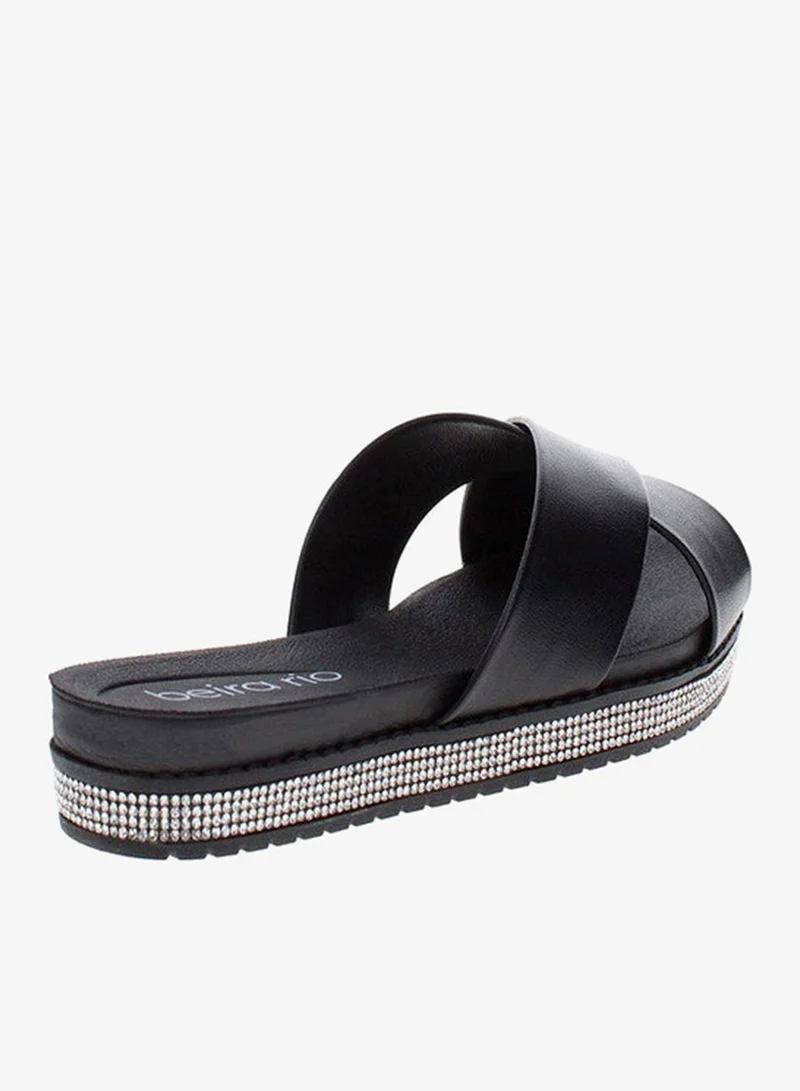 Beira Rio Black Flat Sandals for Women – Stylish Ladies Flat Sandals & Comfortable Flat Slippers for Women | Best Price UAE